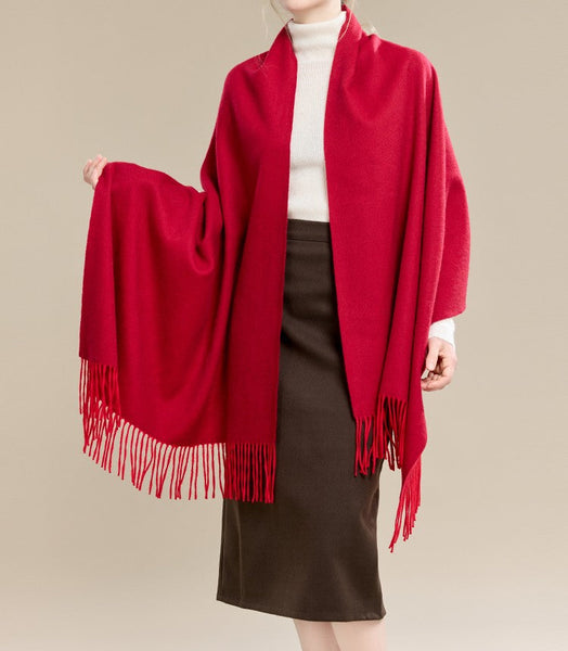 Long Wool Scarf, Soft Wool Scarf for Women, Evening Wrap, Red Winter Shawl, Elegant Shawl, Warm Cape, Fashion Scarf, Christmas Gift, Gifts for Women-LargePaintingArt.com