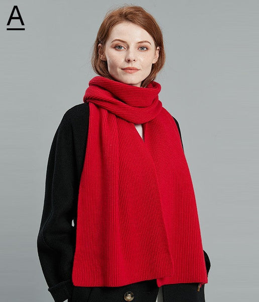 Fashion Designer Scarf, Cold Weather Scarf, Casual Scarf for Women, Red Winter Scarf, Modern Wool Scarf for Women, Soft Cashmere Scarf for Women-LargePaintingArt.com