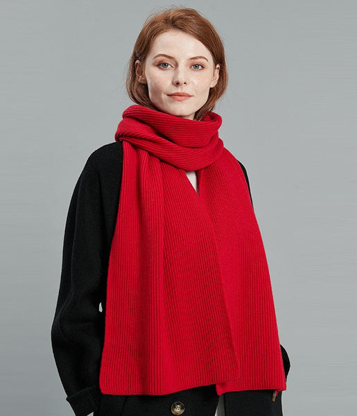 Casual Scarf for Women, Fashion Designer Scarf, Cold Weather Scarf, Red Winter Scarf, Modern Wool Scarf for Women, Soft Cashmere Scarf for Women-LargePaintingArt.com