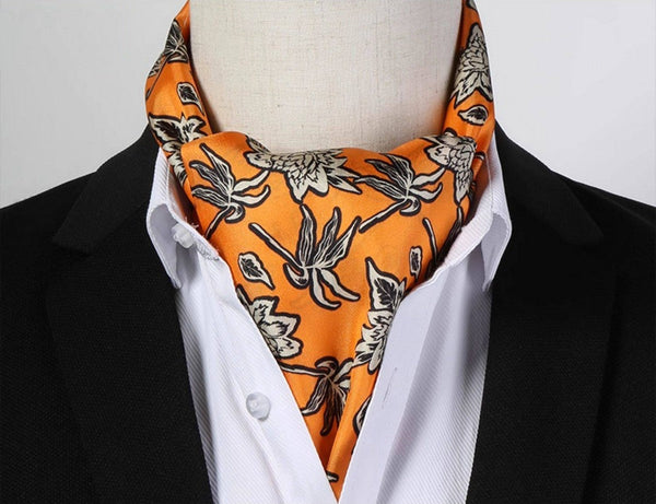 Casual Silk Scarf Men, Lightweight Short Silk Scarf, Mens Dress Silk Scarf, Short Silk Ascot Men, Silk Scarf For Blazer, Mens Summer Silk Scarf-LargePaintingArt.com