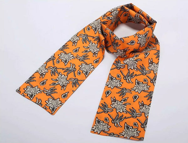 Casual Silk Scarf Men, Lightweight Short Silk Scarf, Mens Dress Silk Scarf, Short Silk Ascot Men, Silk Scarf For Blazer, Mens Summer Silk Scarf-LargePaintingArt.com