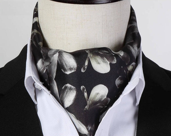 Lightweight Short Silk Scarf, Casual Silk Scarf Men, Mens Dress Silk Scarf, Short Silk Ascot Men, Silk Scarf For Blazer, Mens Summer Silk Scarf-LargePaintingArt.com
