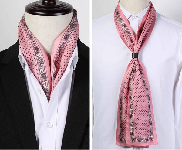 Mens Dress Silk Scarf, Short Silk Ascot Men, Lightweight Short Silk Scarf, Casual Silk Scarf Men, Silk Scarf For Blazer, Mens Summer Silk Scarf-LargePaintingArt.com