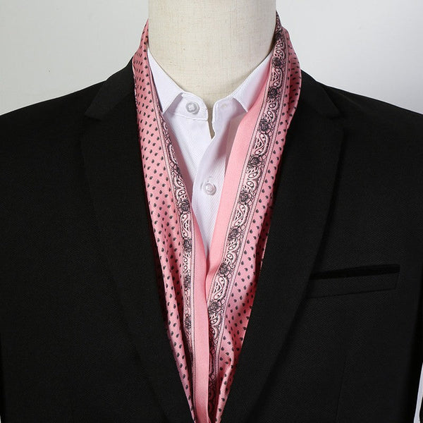 Mens Dress Silk Scarf, Short Silk Ascot Men, Lightweight Short Silk Scarf, Casual Silk Scarf Men, Silk Scarf For Blazer, Mens Summer Silk Scarf-LargePaintingArt.com
