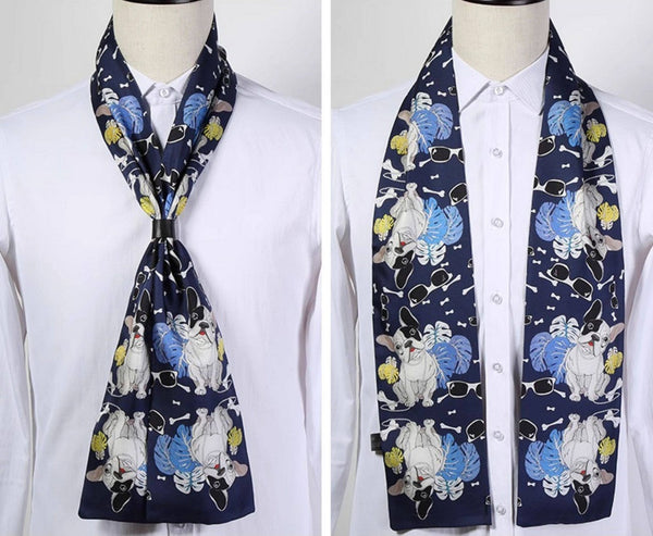 Short Silk Ascot Men, Silk Scarf For Blazer, Mens Summer Silk Scarf, Narrow Pure Silk Scarf, Short Silk Neckerchief Men, Soft Silk Short Scarf, Business Slim Silk Scarf, Mens Thin Silk Neck Scarf-LargePaintingArt.com