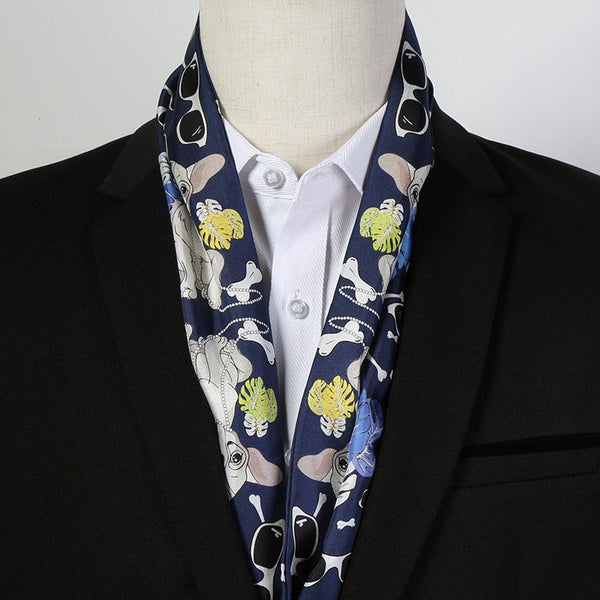 Short Silk Ascot Men, Silk Scarf For Blazer, Mens Summer Silk Scarf, Narrow Pure Silk Scarf, Short Silk Neckerchief Men, Soft Silk Short Scarf, Business Slim Silk Scarf, Mens Thin Silk Neck Scarf-LargePaintingArt.com