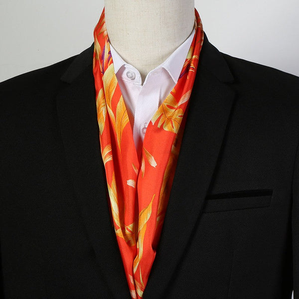 Narrow Pure Silk Scarf, Short Silk Neckerchief Men, Short Silk Ascot Men, Silk Scarf For Blazer, Mens Summer Silk Scarf, Soft Silk Short Scarf, Business Slim Silk Scarf, Mens Thin Silk Neck Scarf-LargePaintingArt.com