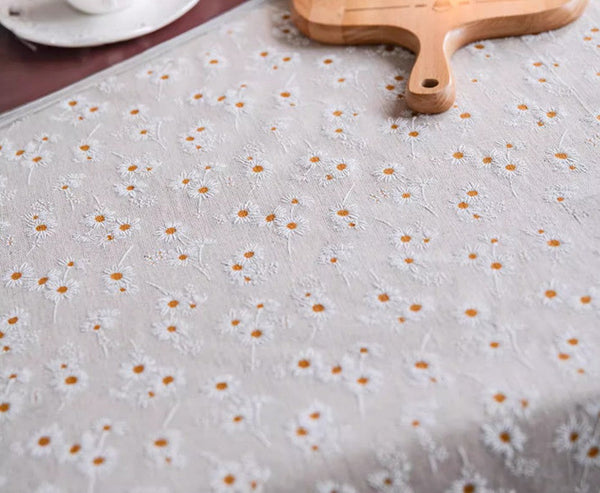 Rustic Flower Pattern Table Covers for Kitchen, Large Rectangle Tablecloth for Dining Room Table, Linen Rectangular Tablecloth for Oval Table, Country Farmhouse Tablecloth-LargePaintingArt.com