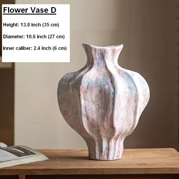 Centerpiece Ceramic Bouquet Vases, Handmade Modern Flower Vase, Large Contemporary Vases on Dining Table, Porcelain Vases for Modern Home Decor-LargePaintingArt.com