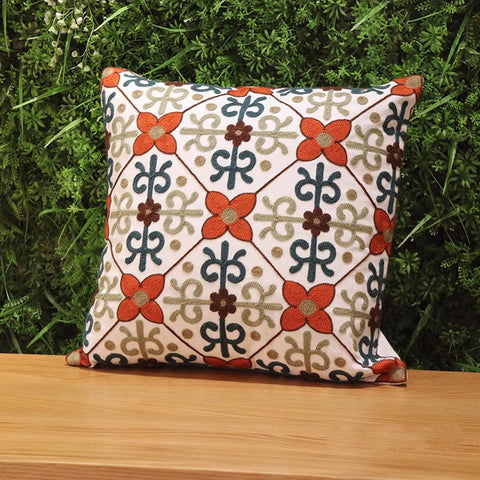 Decorative Sofa Pillows, Cotton Flower Decorative Pillows, Embroider Flower Cotton Pillow Covers, Farmhouse Decorative Throw Pillows for Couch-LargePaintingArt.com