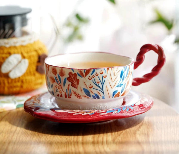 Porcelain Tea Cup Set, Ceramic Coffee Cup Set, Tea Cup With Saucer, Coffee Cup With Saucer, British Afternoon Tea Set, Gift Box Tea Set-LargePaintingArt.com