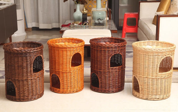 Large Cat House Basket with Washable Cushion for Indoor Cats and Dogs, Triple-Layer Cat Bed-LargePaintingArt.com