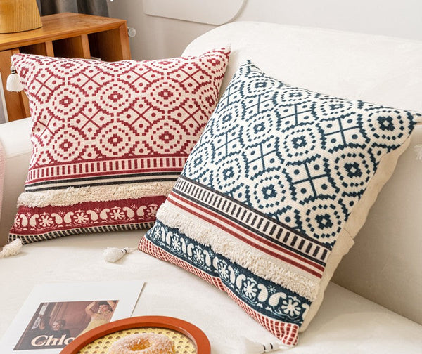 Modern Square Pillows for Couch, Contemporary Pillow Covers, Oriental Decorative Throw Pillows for Bedroom, Bohemian Decorative Sofa Pillows-LargePaintingArt.com