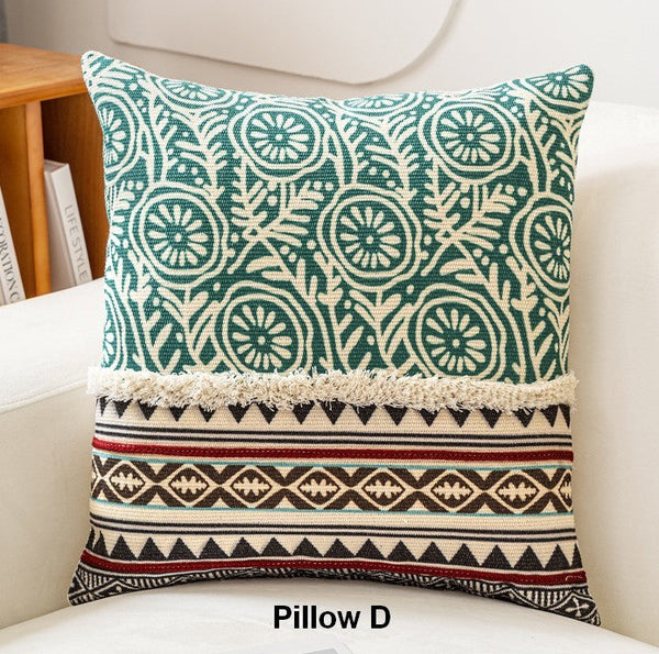 Geometric Modern Pillows, Decorative Throw Pillows for Living Room, Bohemian Decorative Sofa Pillows, Oriental Square Pillows for Couch