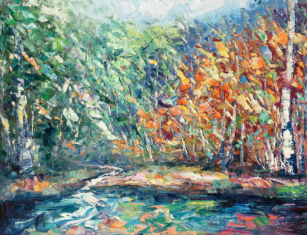 Landscape Painting, Autumn Tree Wall Art, Large Canvas Art, Custom Large Original Artwork, Canvas Painting-LargePaintingArt.com