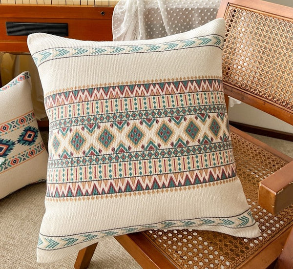 Modern Square Pillows for Couch, Bohemian Decorative Sofa Pillows, Geometric Modern Pillow Covers, Oriental Decorative Throw Pillows for Dining Room-LargePaintingArt.com