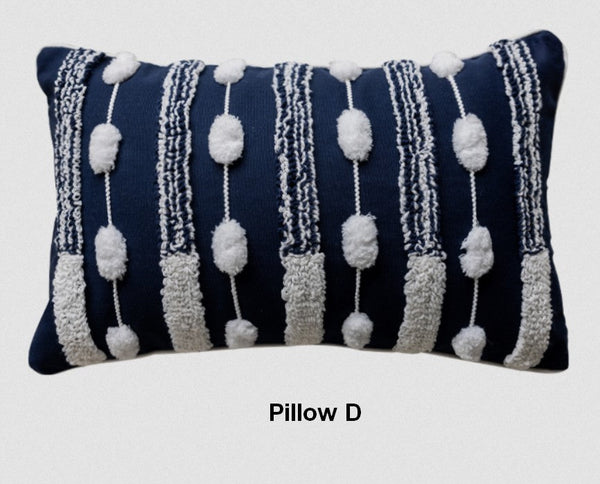 Blue Square Modern Decorative Pillows for Couch, Contemporary Modern Sofa Pillows, Modern Decorative Pillows for Bedroom, Decorative Pillow Covers-LargePaintingArt.com