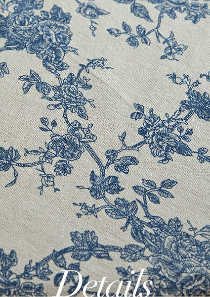 Vintage Rectangle Tablecloth for Dining Room Table, French Flower Pattern Tablecloth for Round Table, Rustic Farmhouse Table Cover for Kitchen-LargePaintingArt.com
