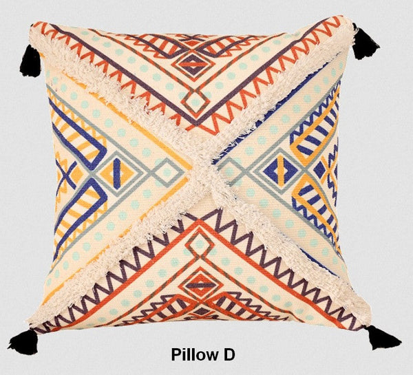 Geometric Modern Pillow Covers, Square Pillows for Couch, Oriental Decorative Throw Pillows for Living Room, Bohemian Decorative Sofa Pillows-LargePaintingArt.com