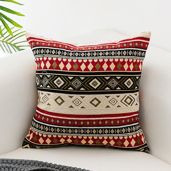 Modern Decorative Throw Pillows, Geometric Pattern Chenille Throw Pillow for Couch, Bohemian Decorative Sofa Pillows-LargePaintingArt.com