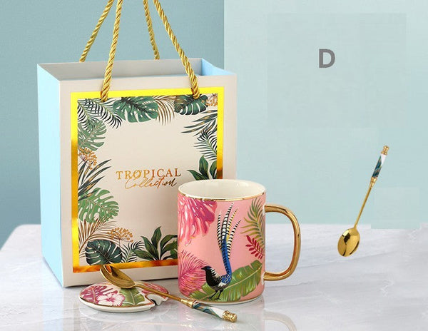 Creative Porcelain Cups, Large Ceramic Mugs for Office, Large Capacity Jungle Animal Porcelain Mugs, Unique Ceramic Mugs in Gift Box-LargePaintingArt.com