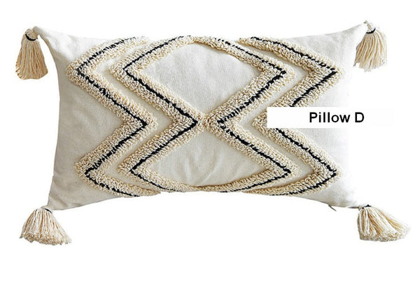 Beige Decorative Throw Pillows, Geometric Square Modern Throw Pillows for Couch, Contemporary Throw Pillow for Interior Design-LargePaintingArt.com
