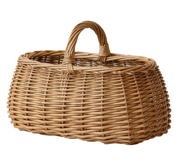 Hand-woven Wicker Storage Basket, Small Picnic Storage Basket with Handle, Willow Weaving Baskets for Vegetable, Natural Fruit Basket, Kitchen Storage Baskets-LargePaintingArt.com