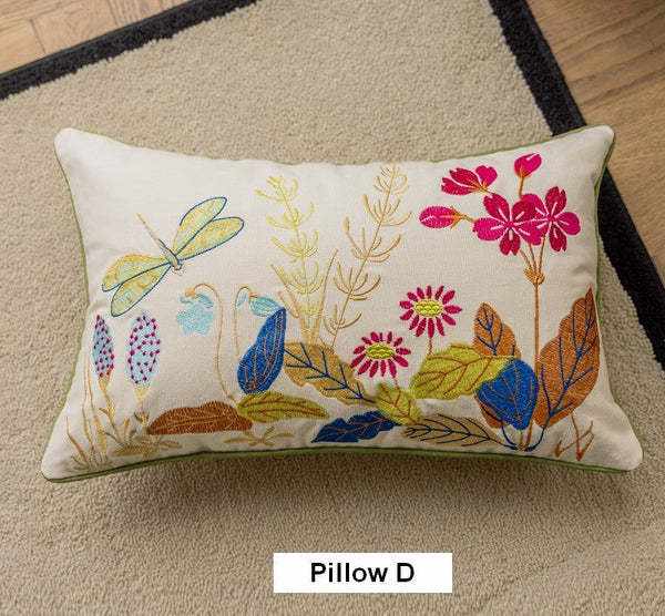 Butterfly Dragonfly Cotton and linen Pillow Cover, Modern Decorative Pillows for Couch, Decorative Throw Pillows for Living Room, Decorative Sofa Pillows-LargePaintingArt.com