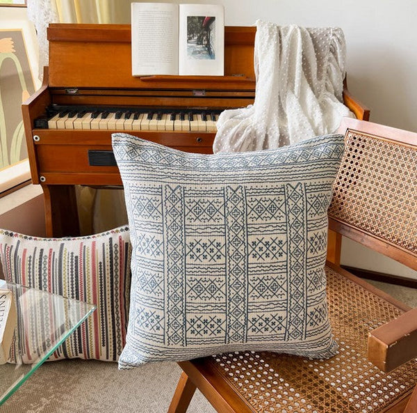 Abstract Decorative Throw Pillows, Bohemian Geometric Modern Pillows, Decorative Sofa Pillow Covers, Oriental Square Pillows for Couch-LargePaintingArt.com