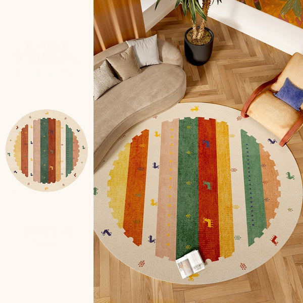 Modern Rugs for Children's Room, Geometric Modern Rug Ideas for Living Room, Circular Modern Rugs for Bathroom, Abstract Contemporary Round Rugs for Dining Room-LargePaintingArt.com