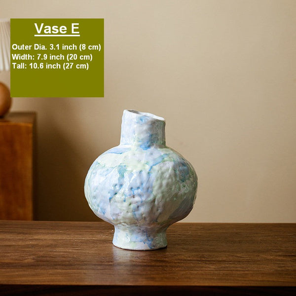 Modern Porcelain Flower Vases, Handmade Water Holding Flower Vases, Centerpiece on Dining Table, Ceramic Bouquet Vases, Flower Vases on Table-LargePaintingArt.com