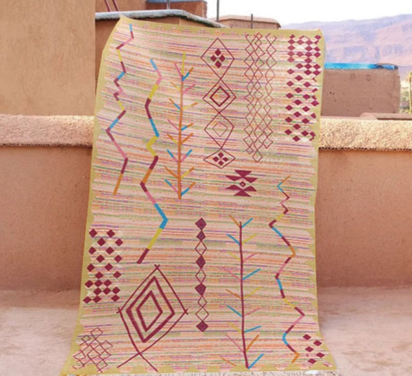 Bedroom Vintage Rugs, Morocco Rugs for Dining Room, Vintage Persian Rugs, Extra Large Traditional Colorful Moroccan Rug, Oversized Area Rugs for Living Room-LargePaintingArt.com