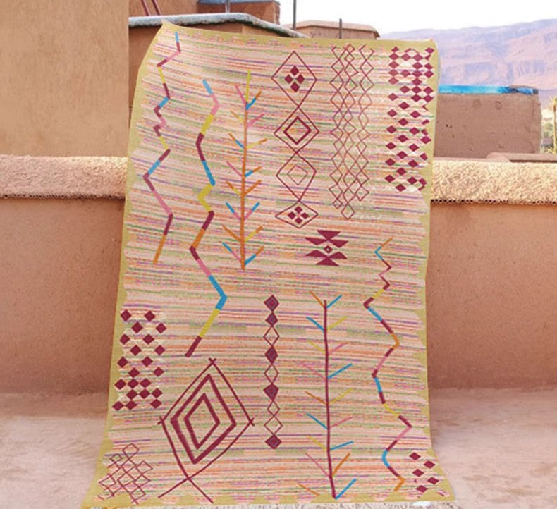 Morocco Rugs for Dining Room, Vintage Persian Rugs, Extra Large Traditional Colorful Moroccan Rug, Bedroom Vintage Rugs, Oversized Area Rugs for Living Room-LargePaintingArt.com