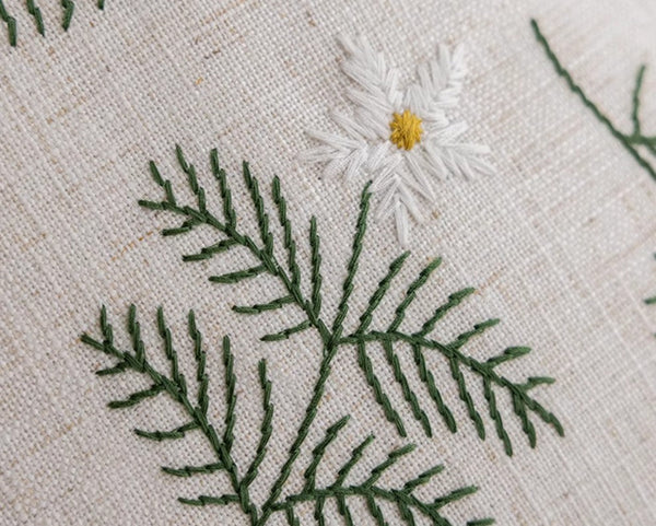 Embroider Flower Cotton Pillow Covers, Decorative Pillows for Sofa, Farmhouse Decorative Pillows for Couch, Spring Flower Decorative Pillows for Bedroom