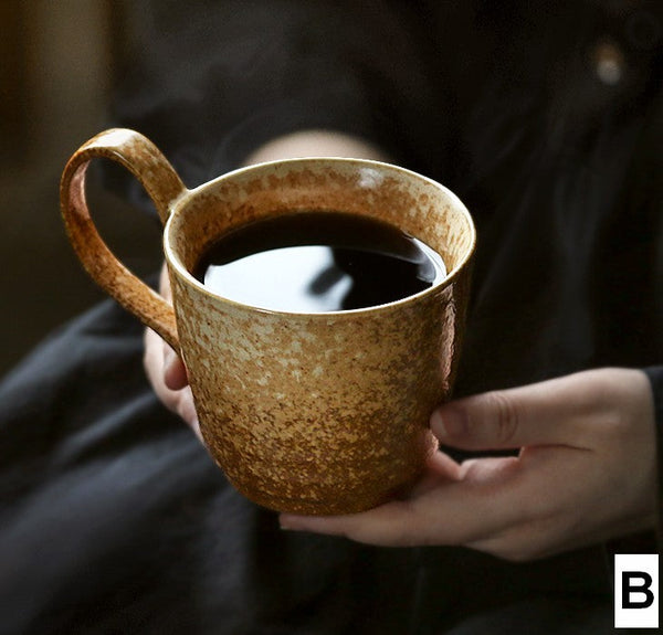Creative Brown Green Blue Ceramic Coffee Mugs, Large Modern Handmade Pottery Coffee Cup, Large Unique Tea Cup, Large Capacity Coffee Cups-LargePaintingArt.com
