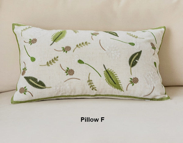 Decorative Pillows for Couch, Spring Flower Decorative Throw Pillows, Farmhouse Sofa Decorative Pillows, Embroider Flower Cotton Pillow Covers-LargePaintingArt.com