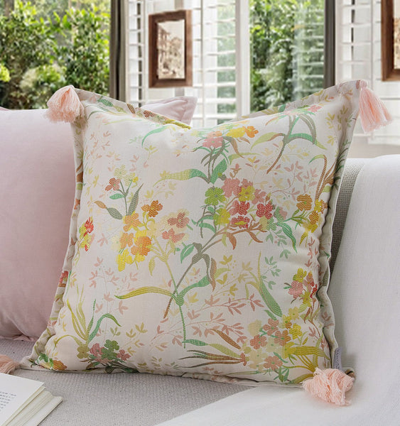 Living Room Decorative Pillows, Modern Decorative Cushions, Decorative Pillows for Bed, Decorative Pillow Arrangement Ideas for Interior Design, Embroidered Floral Bird Pattern Pillow Covers-LargePaintingArt.com