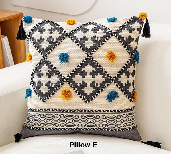 Geometric Modern Pillows, Decorative Throw Pillows for Living Room, Bohemian Decorative Sofa Pillows, Oriental Square Pillows for Couch
