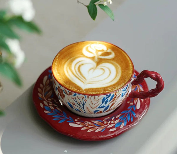 Ceramic Coffee Cup Set, Tea Cup With Saucer, Coffee Cup With Saucer, Porcelain Tea Cup Set, British Afternoon Tea Set, Gift Box Tea Set-LargePaintingArt.com