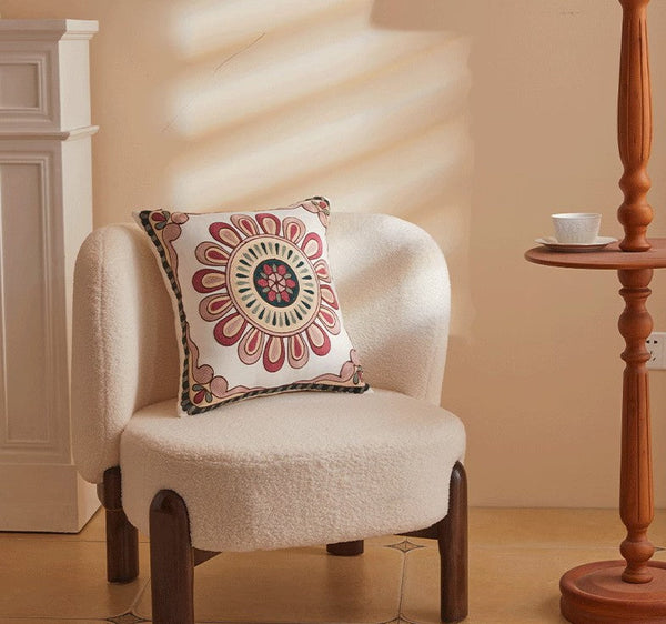 Modern Sofa Pillows for Couch, Embroider Flower Cotton Pillow Covers, Cotton Flower Decorative Pillows, Farmhouse Decorative Sofa Pillows-LargePaintingArt.com