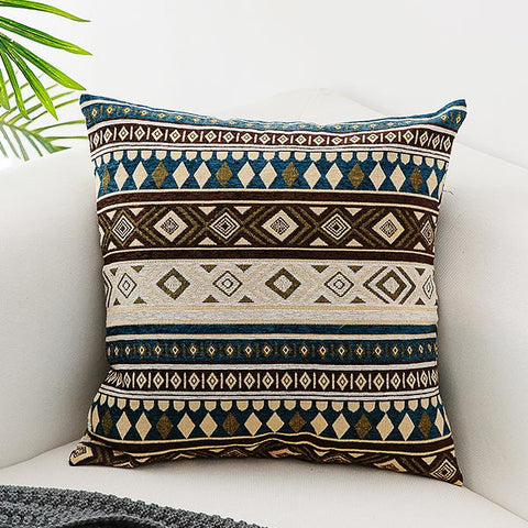 Unique Bohemian Decorative Sofa Pillows, Extra Large Geometric Pattern Chenille Throw Pillows, Oriental Throw Pillow for Couch-LargePaintingArt.com