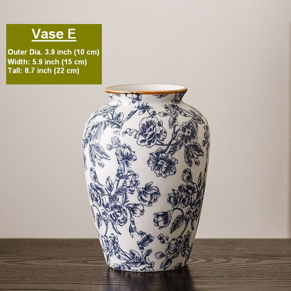 Porcelain Flower Vases, Modern Ceramic Bouquet Vases, Centerpiece on Dining Table, Flower Vase on Table, Handmade Water Holding Flower Vases-LargePaintingArt.com