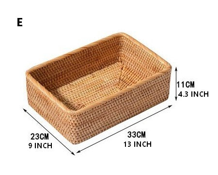 Rectangular Storage Basket for Living Room, Small Kitchen Storage Baskets, Woven Storage Baskets, Rattan Storage Baskets for Shelves-LargePaintingArt.com