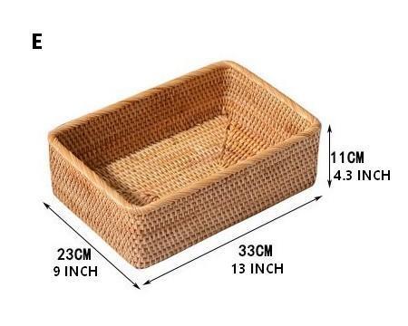 Rectangular Storage Baskets, Storage Baskets for Shelves, Woven Rattan Storage Basket, Kitchen Storage Baskets, Bathroom Storage Baskets-LargePaintingArt.com