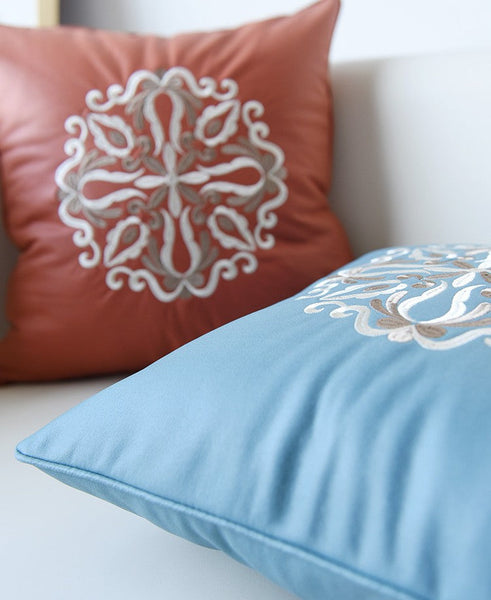 Modern Sofa Pillows, Flower Pattern Decorative Throw Pillows, Contemporary Throw Pillows, Large Decorative Pillows for Living Room-LargePaintingArt.com