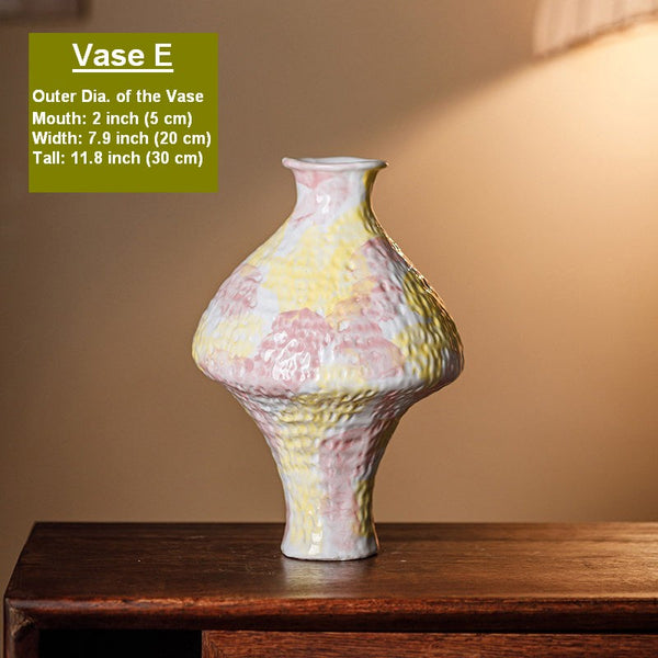 Modern Bouquet Flower Vases, Handmade Water Holding Flower Vases, Centerpiece on Dining Table, Large Flower Vase on Table, Pottery Flower Vases-LargePaintingArt.com