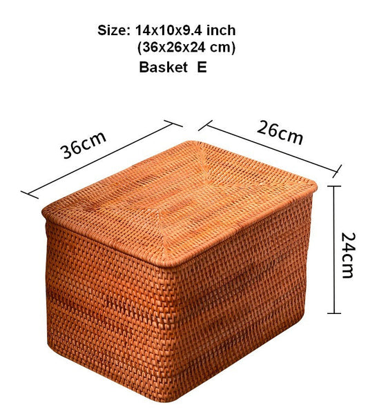Extra Large Storage Baskets for Clothes, Woven Rectangular Storage Baskets, Storage Basket with Lid, Storage Basket for Living Room-LargePaintingArt.com