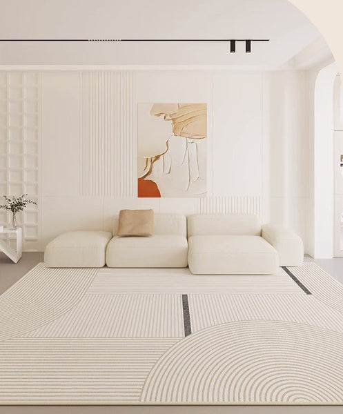Modern Rugs under Dining Room Table, Abstract Modern Rugs for Living Room, Simple Geometric Carpets for Sale, Contemporary Modern Rugs Next to Bed-LargePaintingArt.com