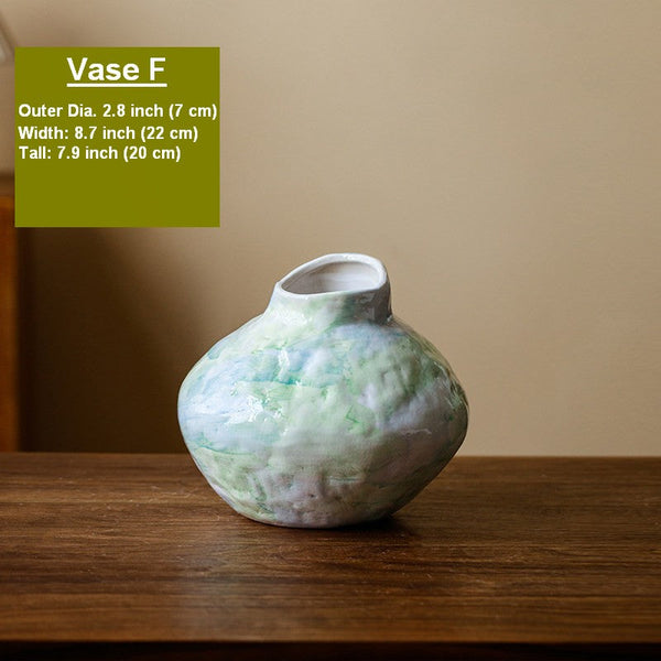 Centerpiece on Dining Table, Modern Porcelain Flower Vases, Handmade Water Holding Flower Vases, Ceramic Bouquet Vases, Flower Vases on Table-LargePaintingArt.com