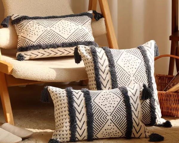 Decorative Sofa Pillow Covers, Oriental Square Pillows for Couch, Decorative Throw Pillows for Dining Room, Bohemian Geometric Modern Pillows-LargePaintingArt.com